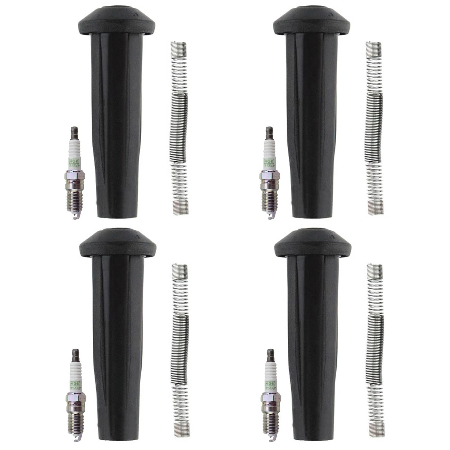 Set of 4 NGK G-Power Platinum Spark Plugs & Denso Coil Boots for Ford Escape (2001–2012)