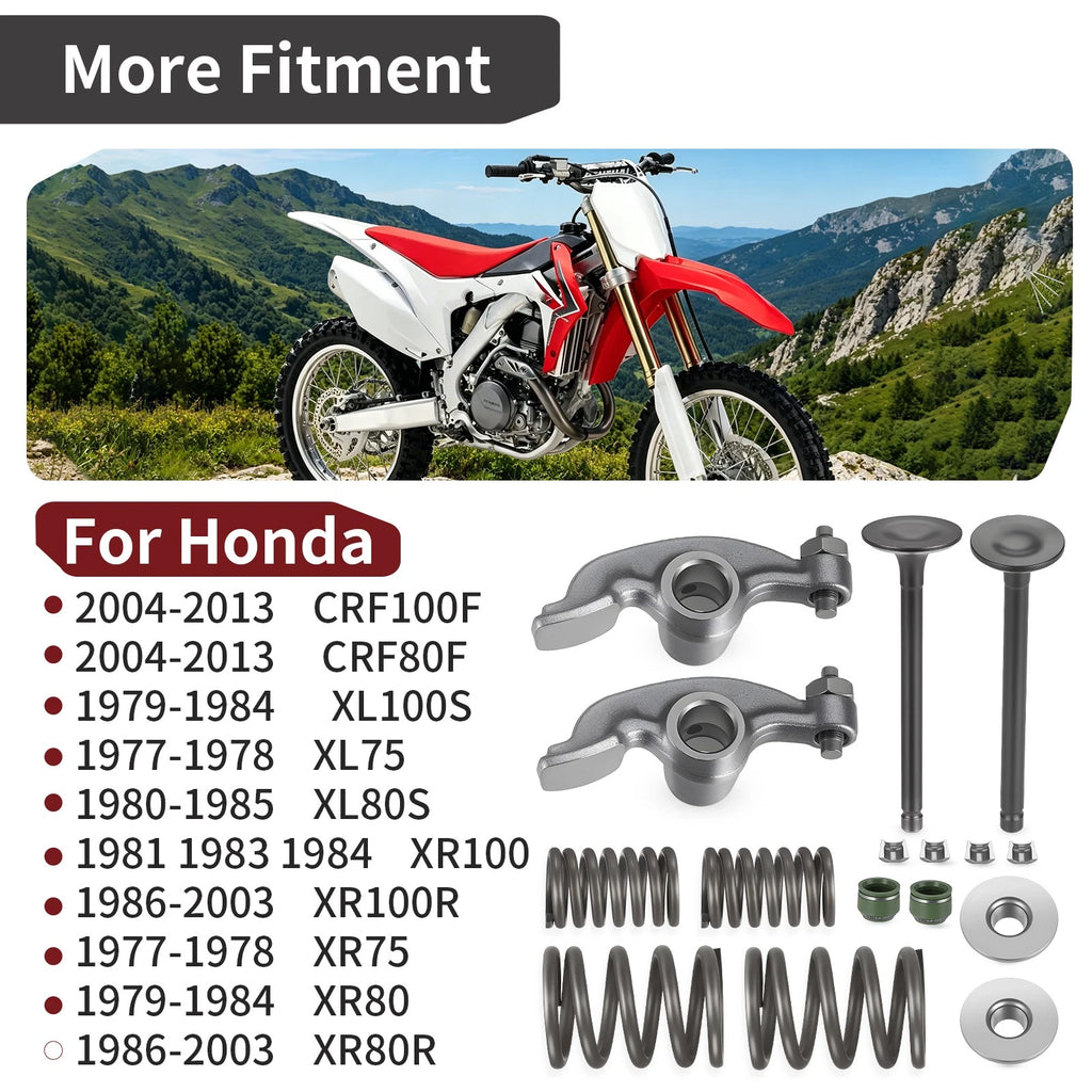 Engine Intake Exhaust Valves & Rocker Arm for Honda XR100R XR80R (1986–2003)