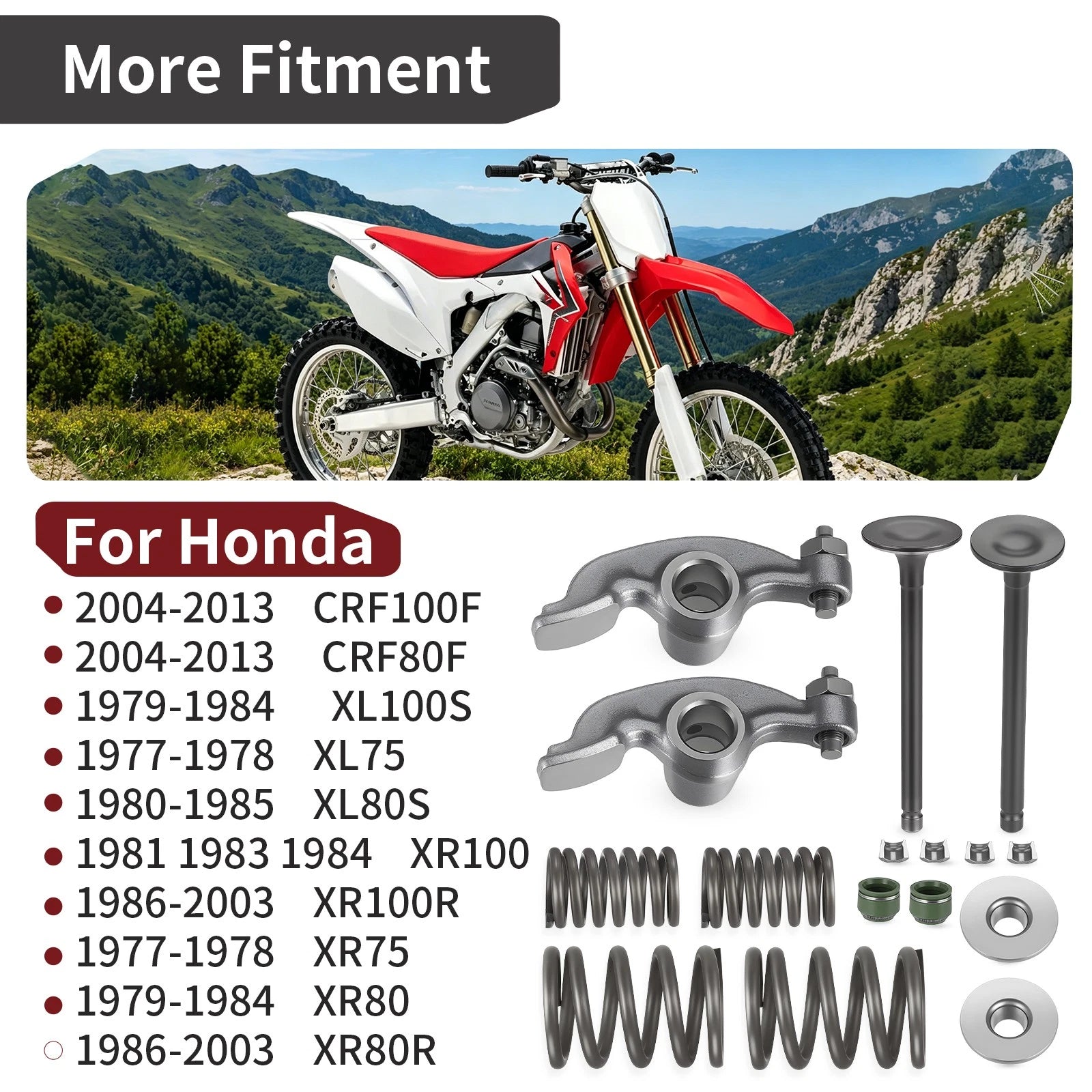 Engine Intake Exhaust Valves & Rocker Arm for Honda XR100R XR80R (1986–2003)