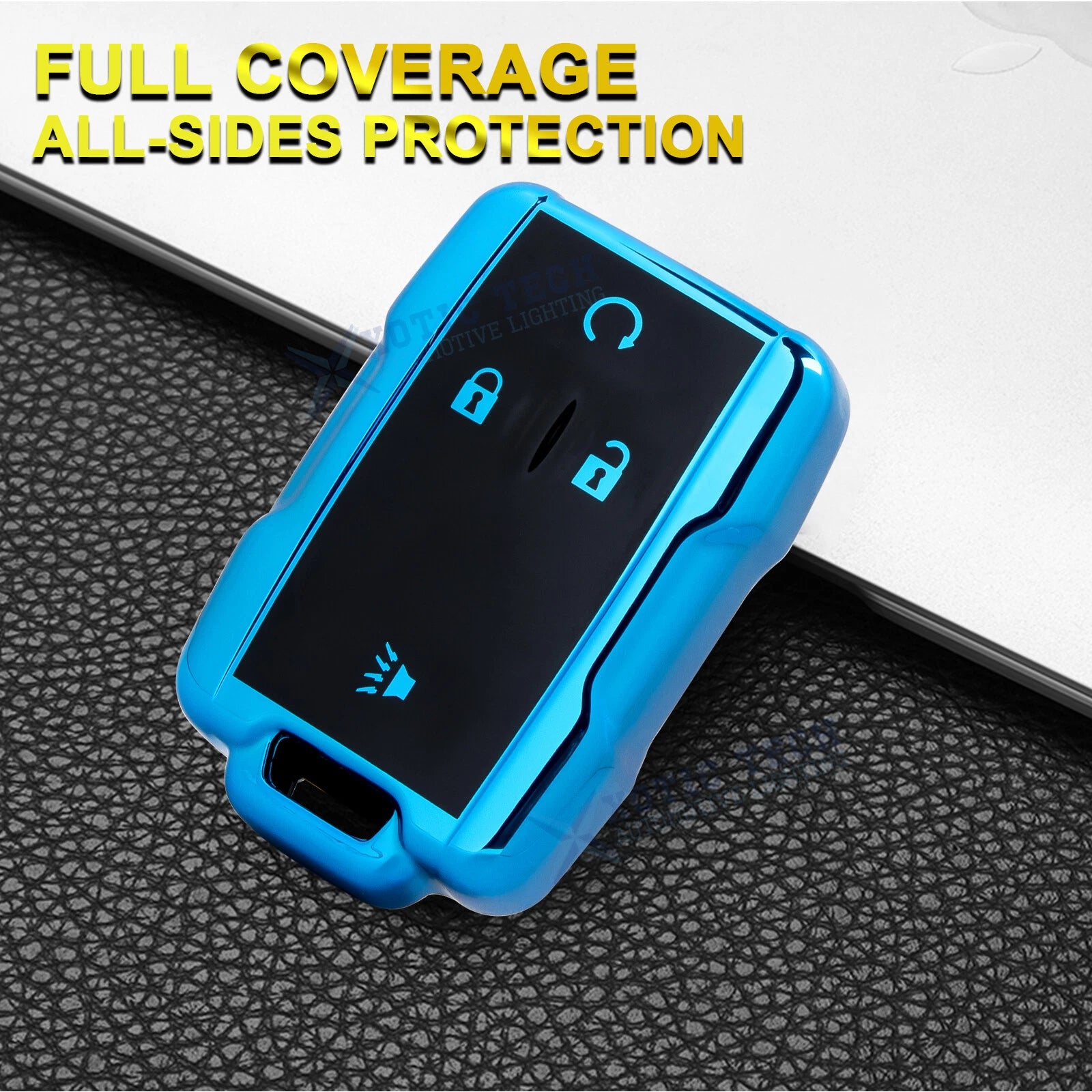 Key Blue TPU Fob Cover Case Protector with Keychain for Silverado Sierra (2014-2024)