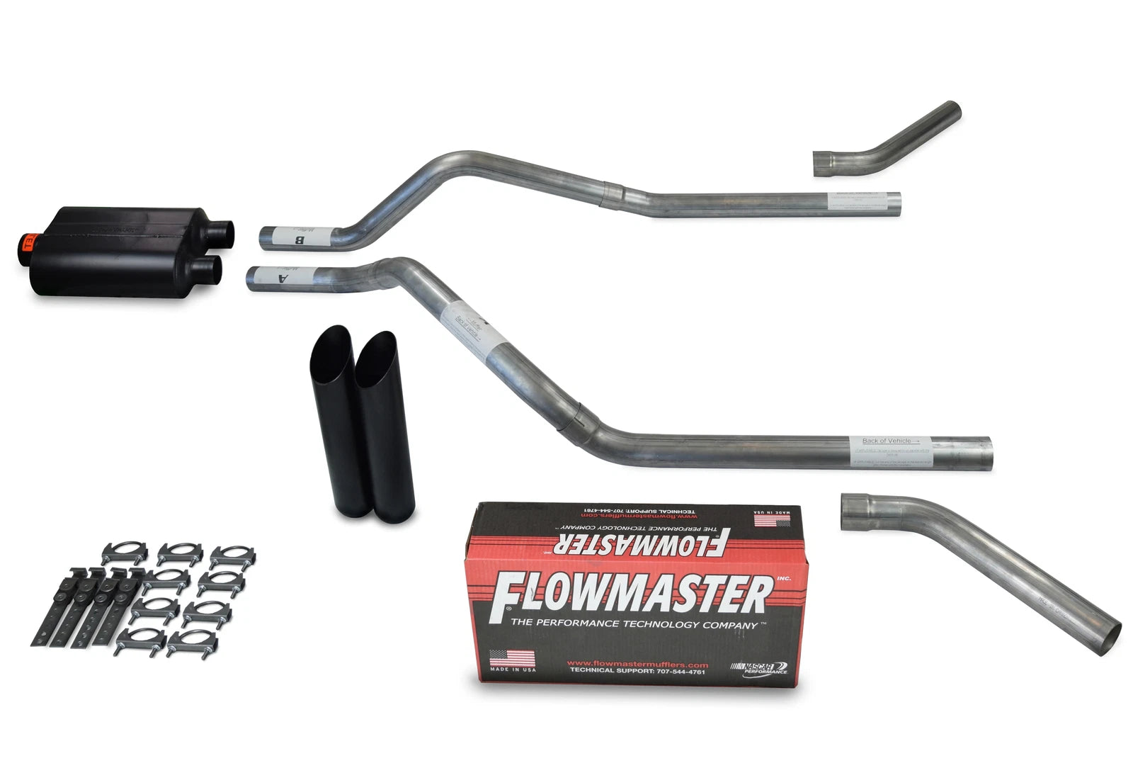 Dual Exhaust Kit for GMC Jimmy (1992–1994) - Flowmaster Super 40, Black Tip
