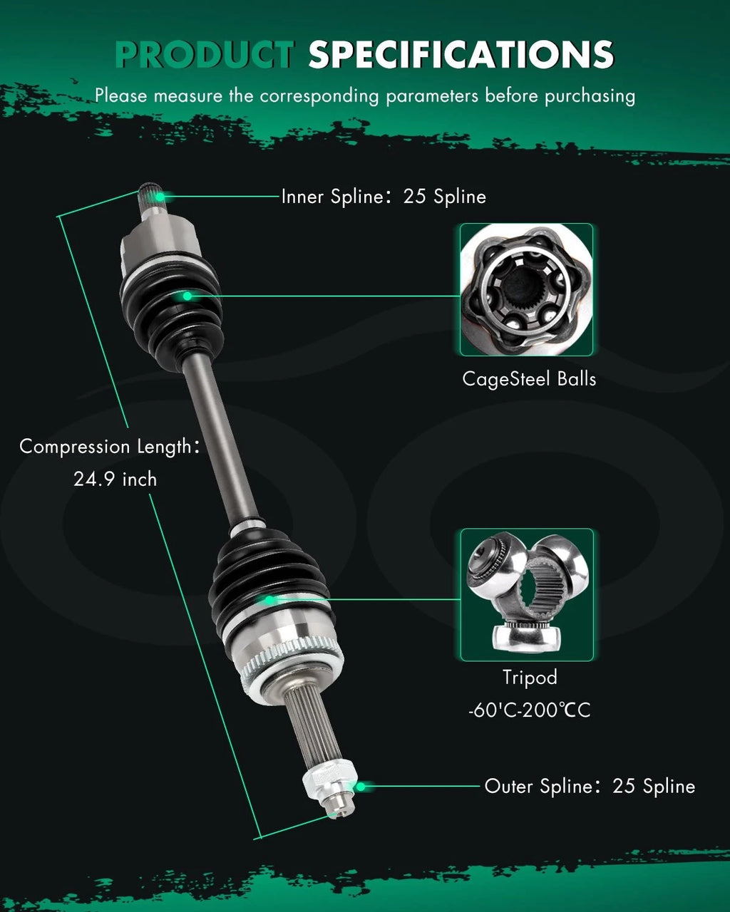 CV Axle for Dodge Attitude, Hyundai Accent, Kia Rio (2000–2023)