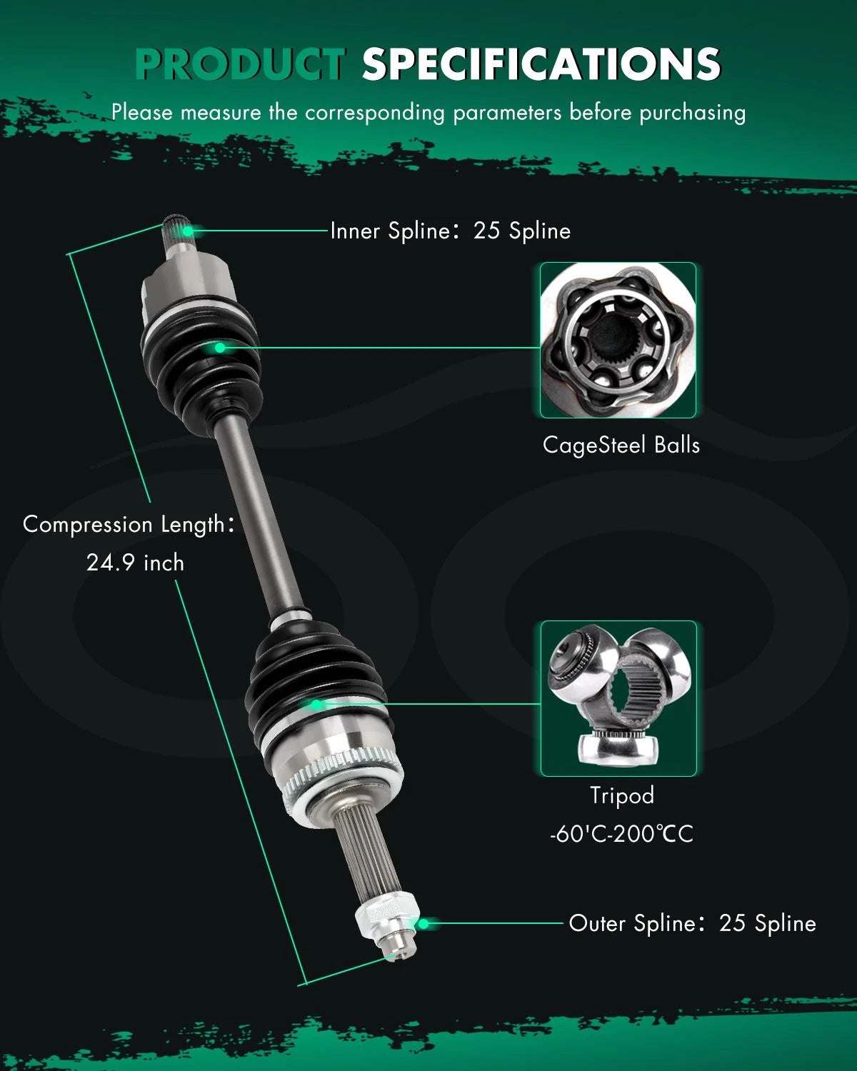 CV Axle for Dodge Attitude, Hyundai Accent, Kia Rio (2000–2023)