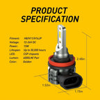 2X H11 H8 Gold Yellow CSP LED Fog Driving Light Bulbs