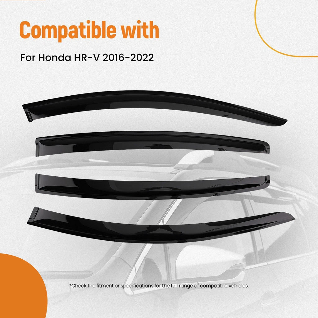 Set of 4 Rain Deflectors for Honda HR-V (2016–2022) Outside Mount Black