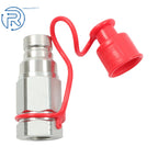 Set of 2 Flat Face Hydraulic Quick Connect Couplers with Dust Caps