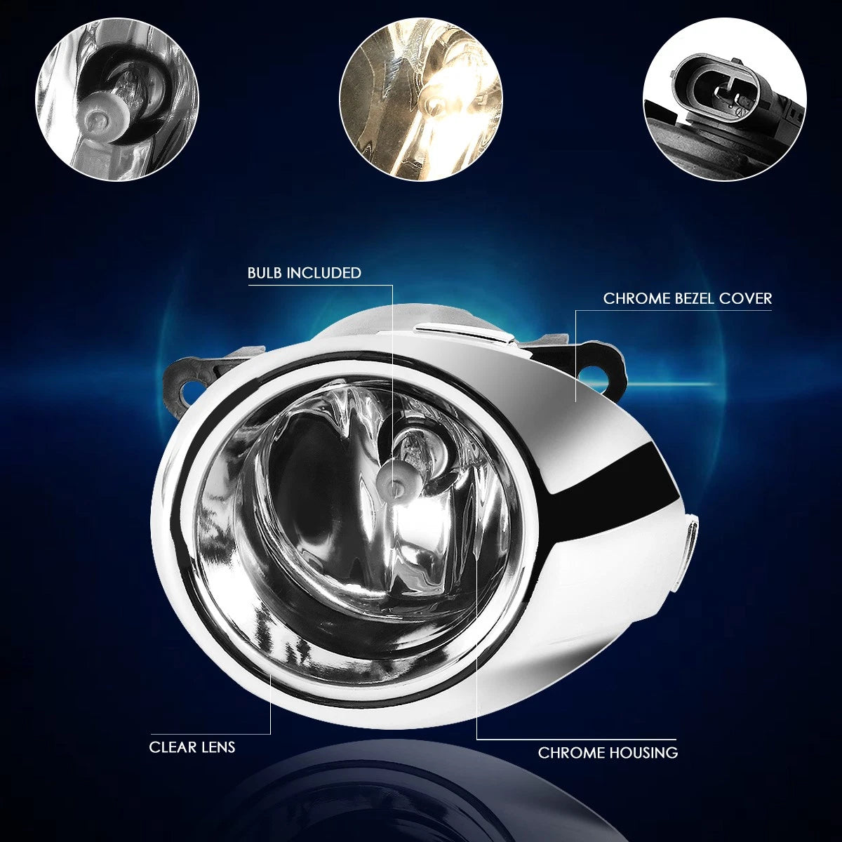 Clear Lens Front Bumper Fog Lights with Bezel & Switch for Ford Fiesta (2009–2010)