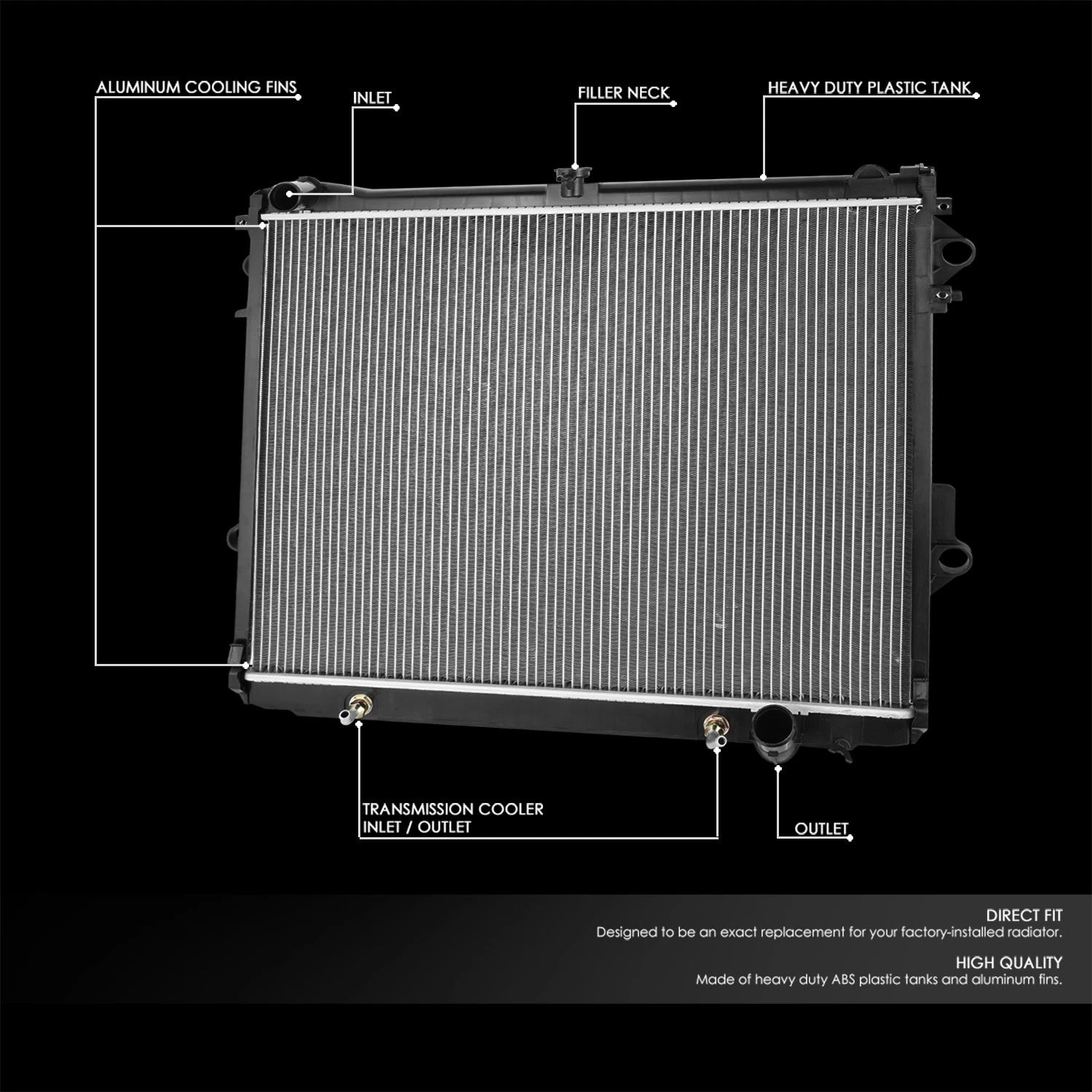 Aluminum Core Replacement Radiator for Lexus LX570 Land Cruiser (2008–2019) DPI 13080