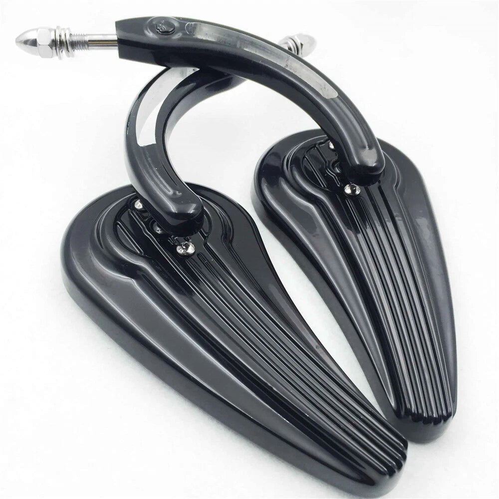 Black Raindrop Racing Mirrors for Harley Iron 883 1200 Custom Roadster (2004–2023)