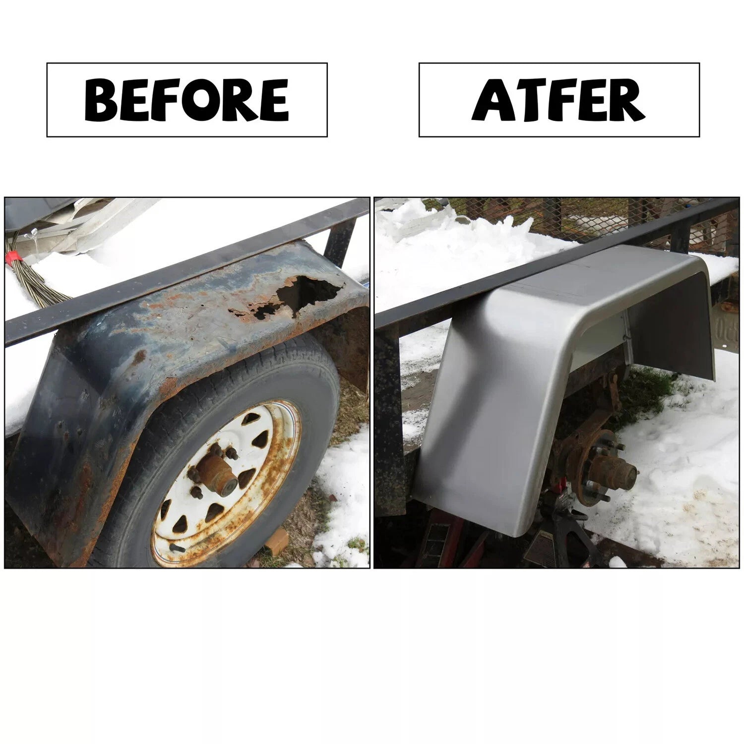 Square Trailer Fenders for Utility Cargo Trailer (14" - 16" Tires) Pair