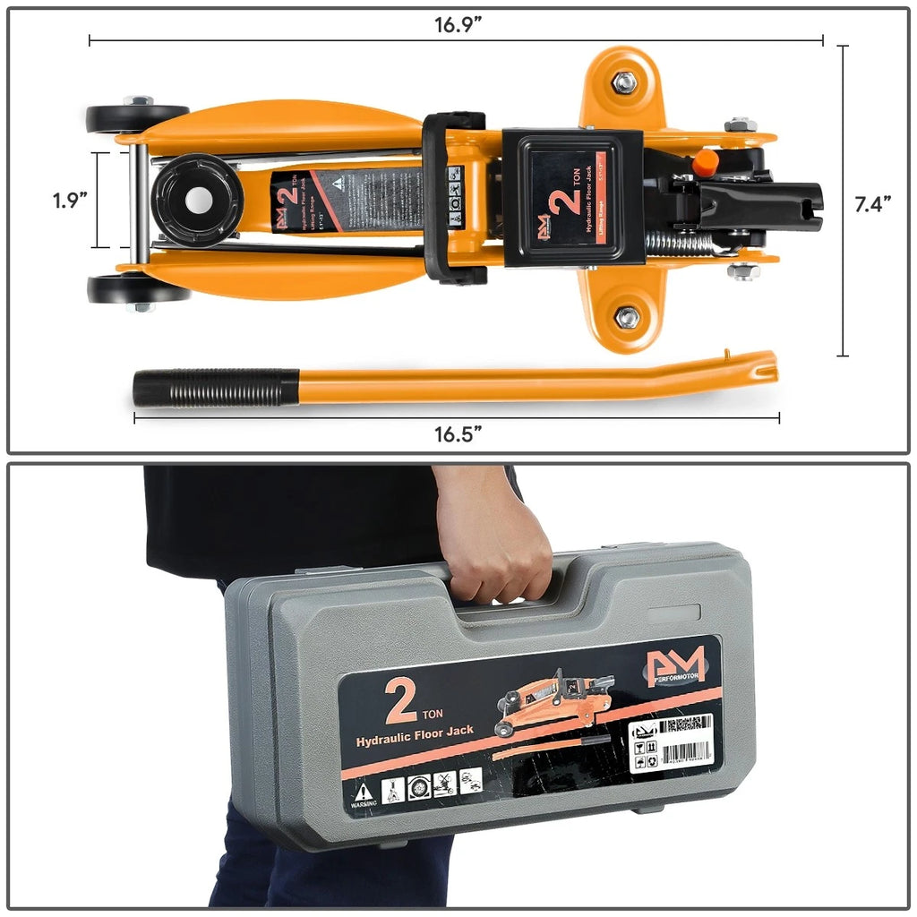 2 Ton Hydraulic Floor Jack for Universal Use (5.1-13 in, 4000 lbs Capacity)