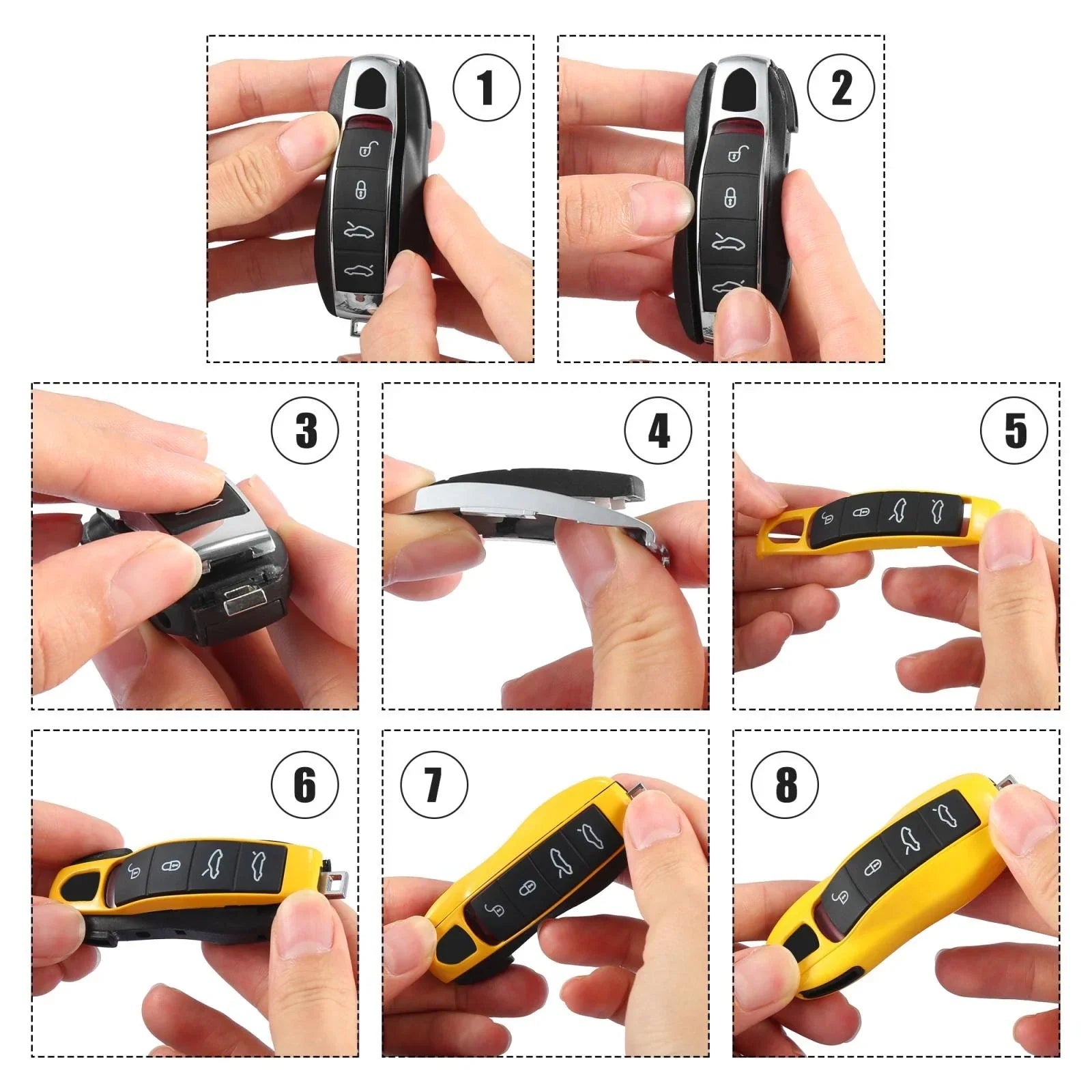Gold Tone Car Remote Key Cover Fob Case for Porsche Cayenne Panamera (2003-2023)