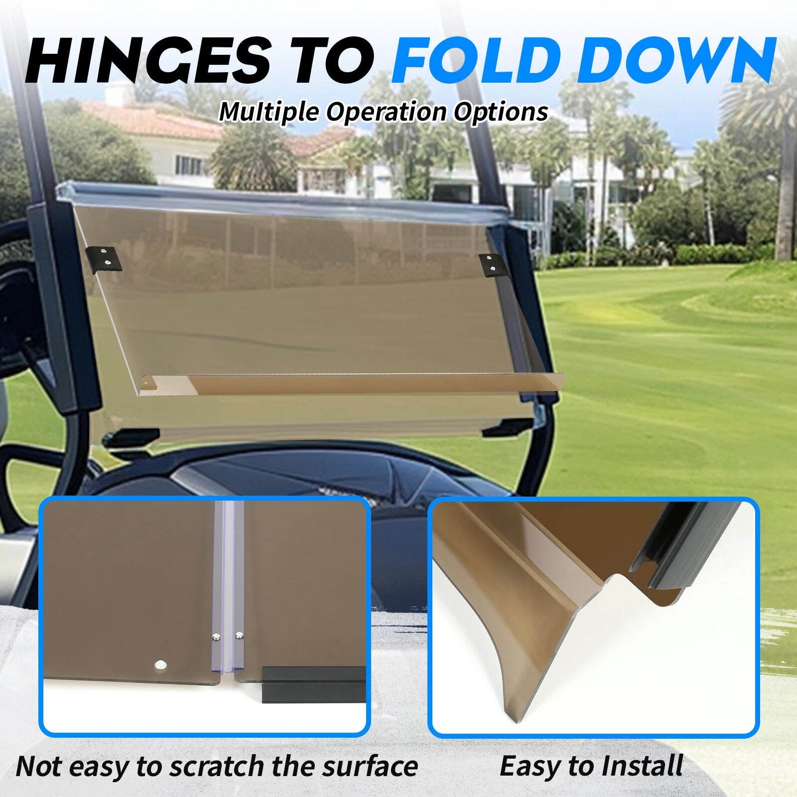 Tinted Flip Folding Windshield for Yamaha Drive 2 (2017-UP)