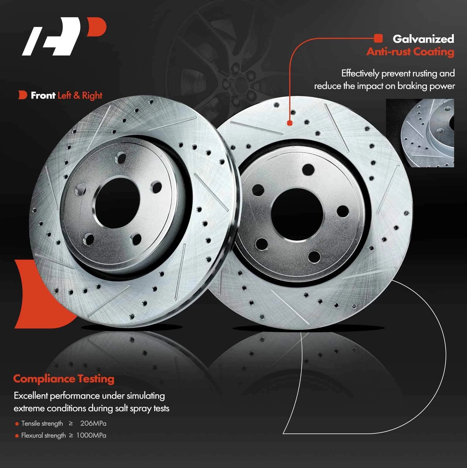 Front Drilled Brake Rotors & Pads for Jeep Grand Cherokee (2005–2010)