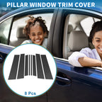 Set of 8 Door Pillar Window Trim for Toyota Highlander  Carbon Fiber