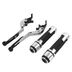Silver Extendable Brake Clutch Levers & Handlebar Grips for Kawasaki Z1000