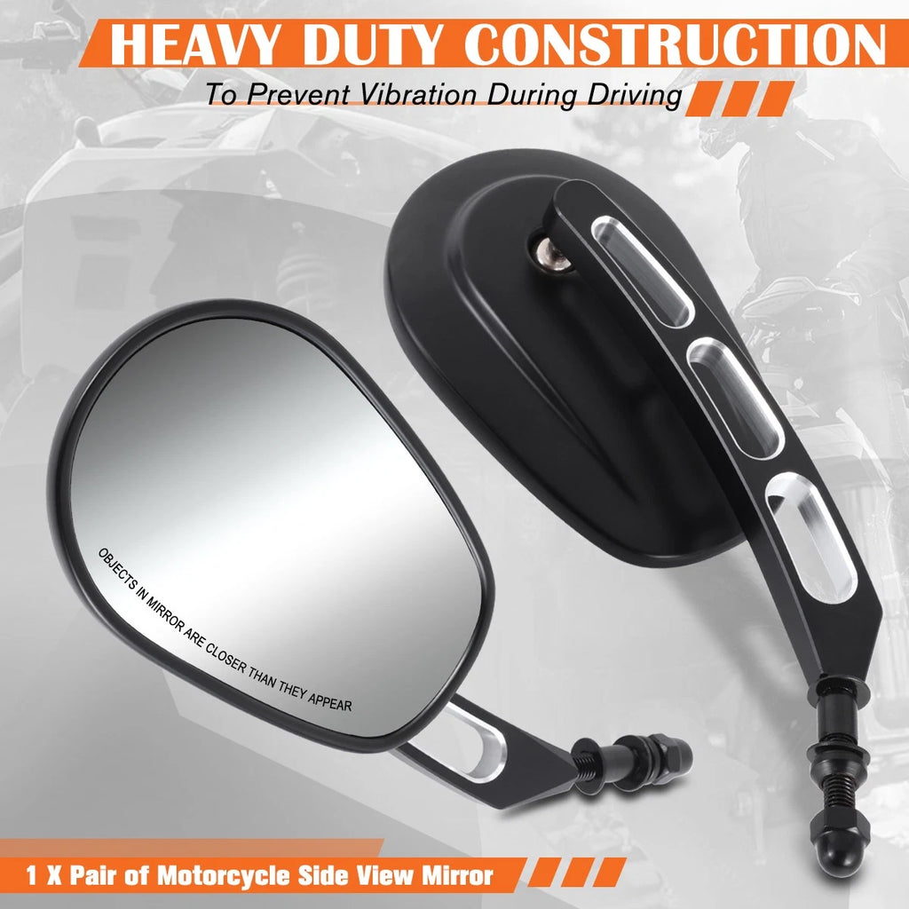 Universal Oval View Side Mirrors for Naked Bike Cruiser (Anti-Glare)