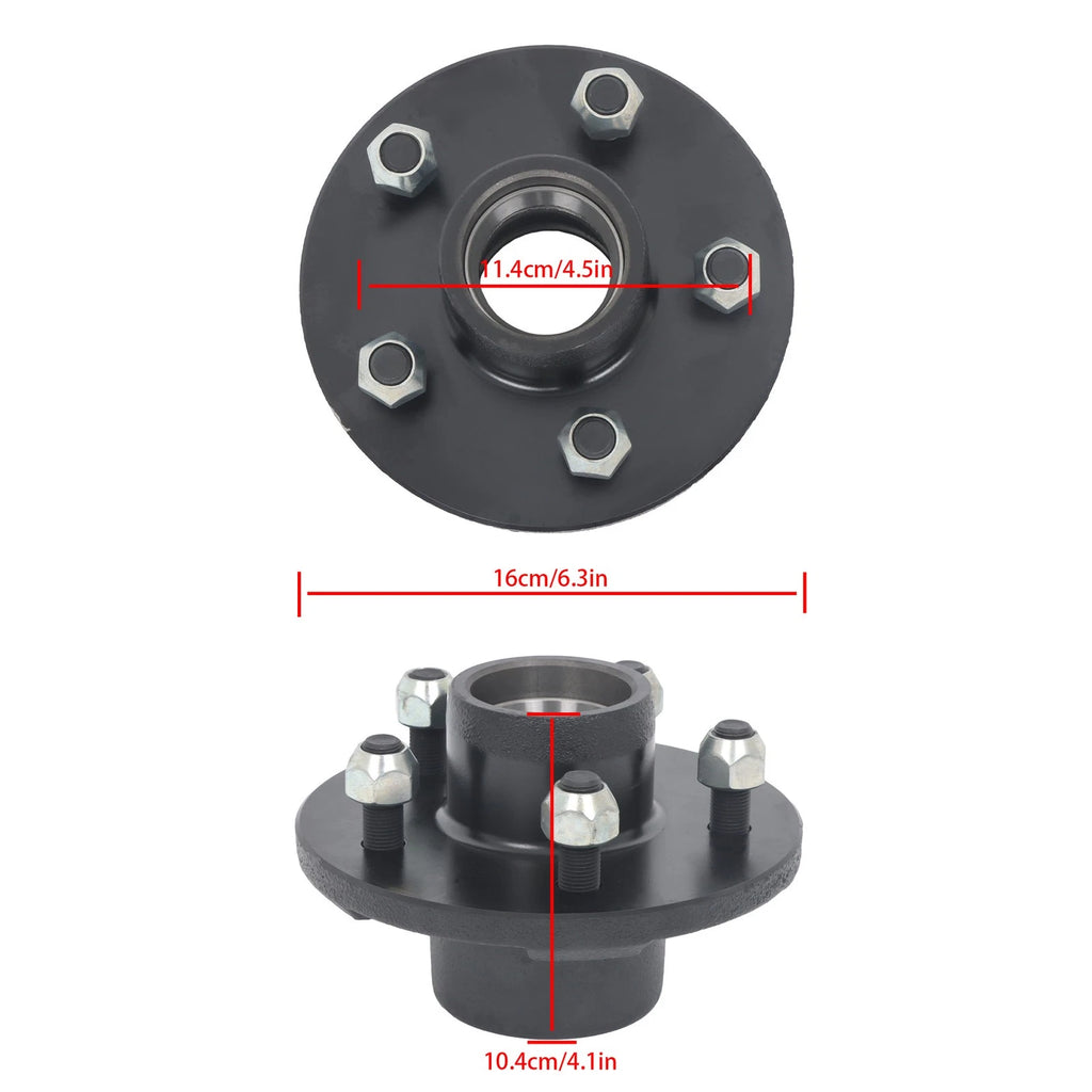2X Trailer Idler Hub Assembly for Boat Trailer (3500lbs Axle, 5 Lugs)