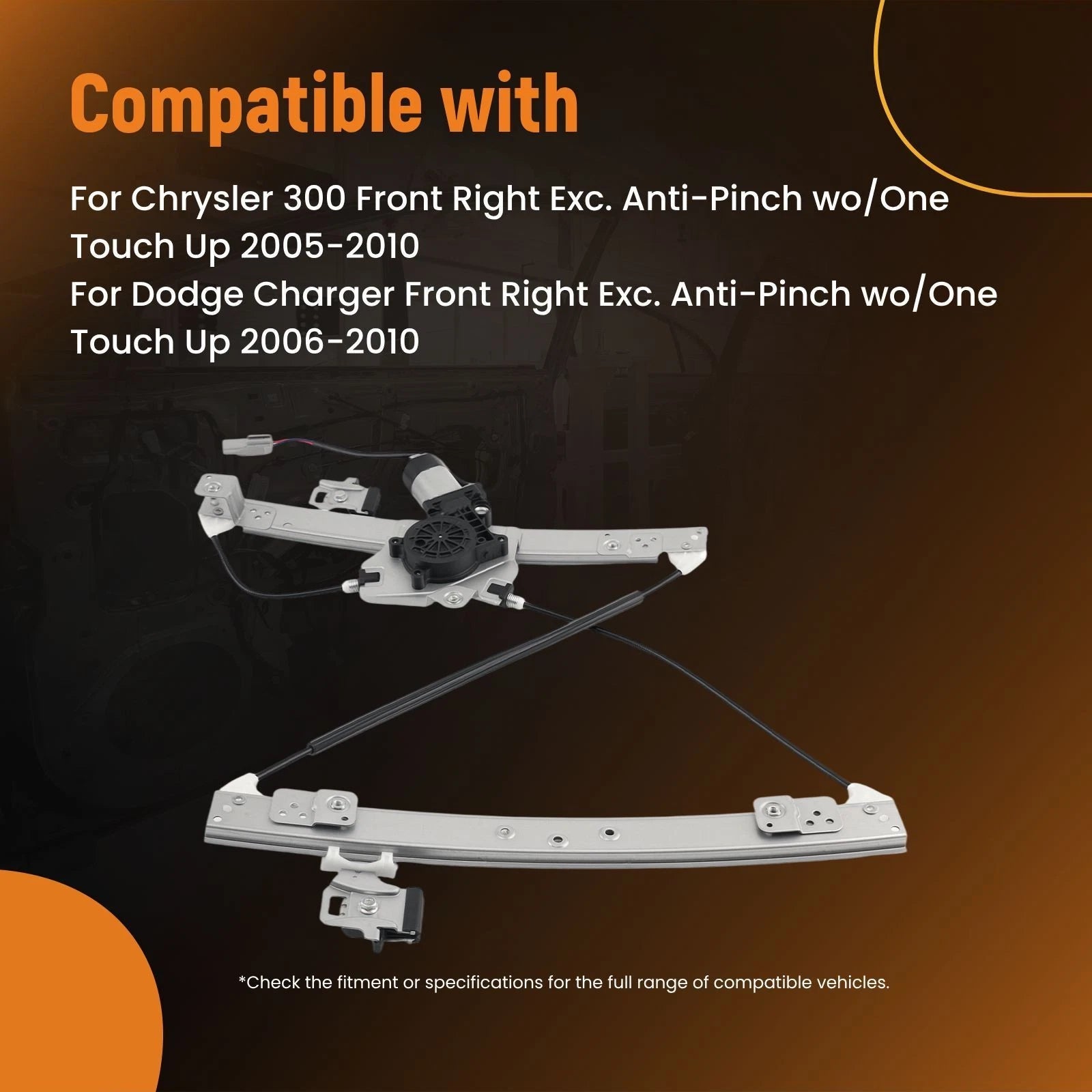 Front Right Electric Window Regulator w/Motor for Chrysler 300 Magnum (2005–2010)