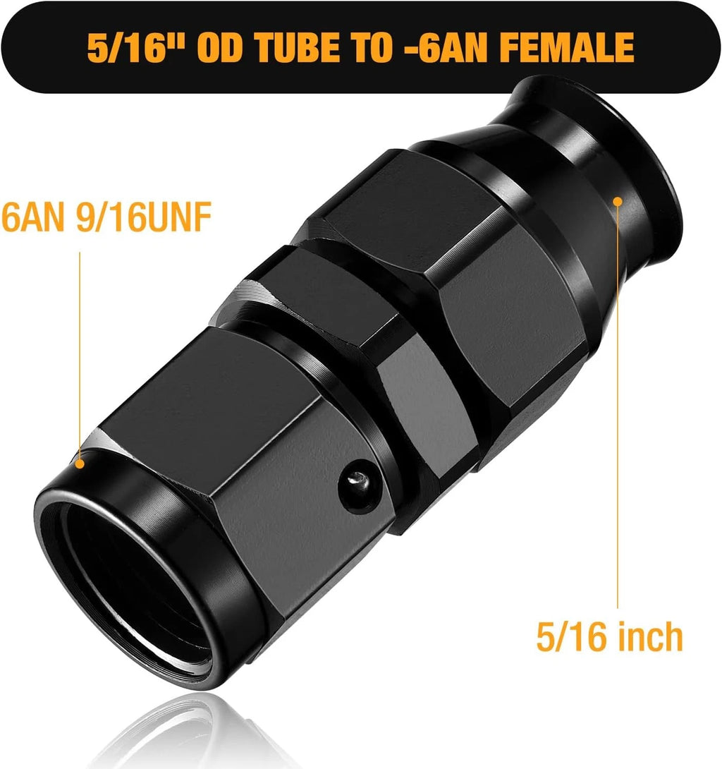 2Pcs 6AN Female to 5/16" Hardline Compression Fitting Adapter for Universal