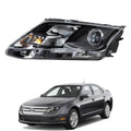 Headlight LH for Ford Fusion (2010â2012) Black Halogen Projector Clear Lens