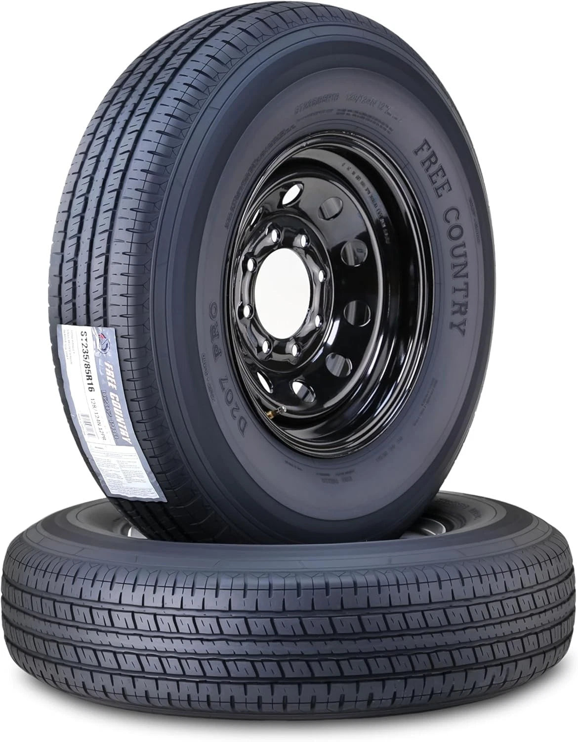 2 Free Country Trailer Tire Rim ST235/85R16 12-Ply 8 Lug Black Mod