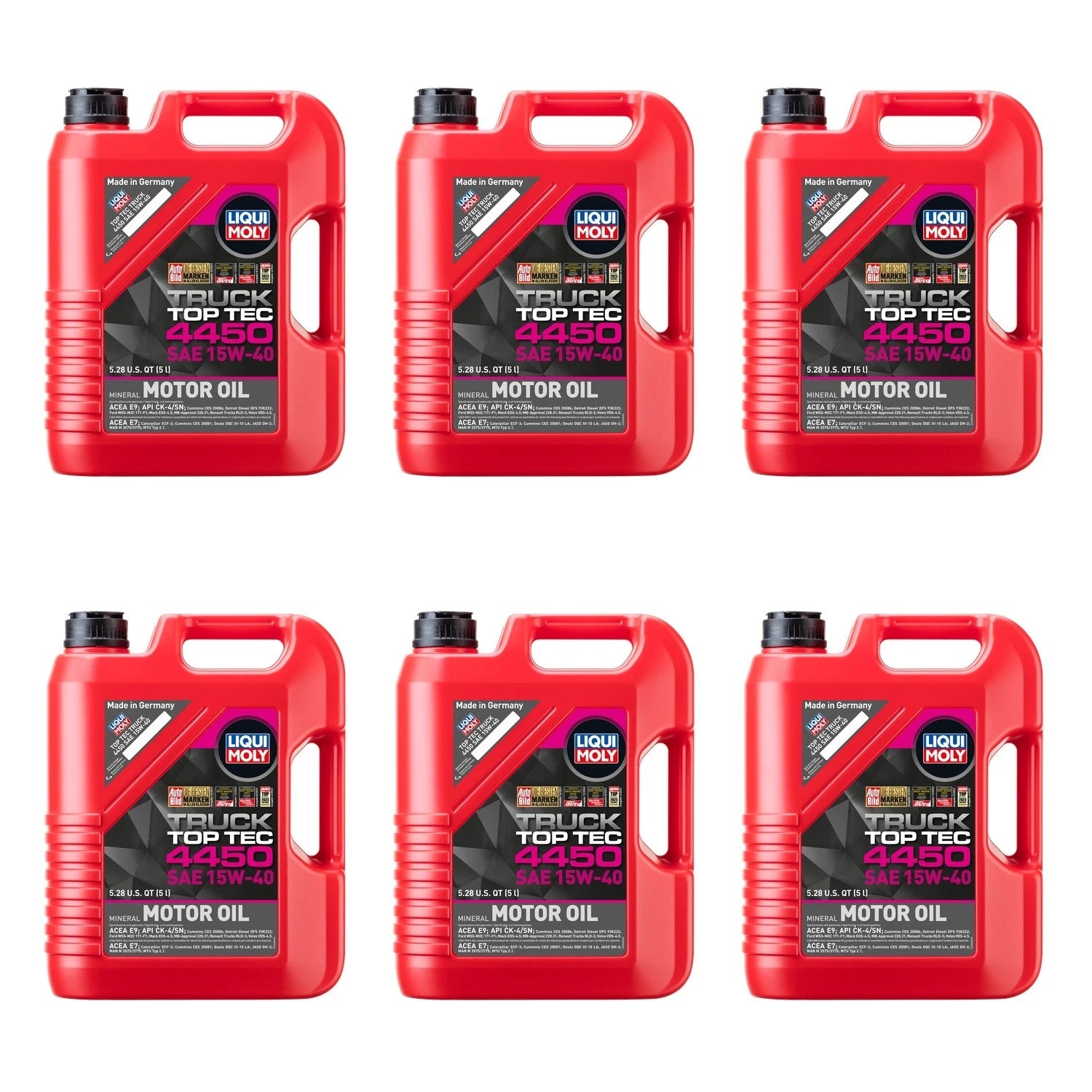 Set of 6 Liqui Moly Top Tec Truck 4450 15W-40 Engine Oil (30L)