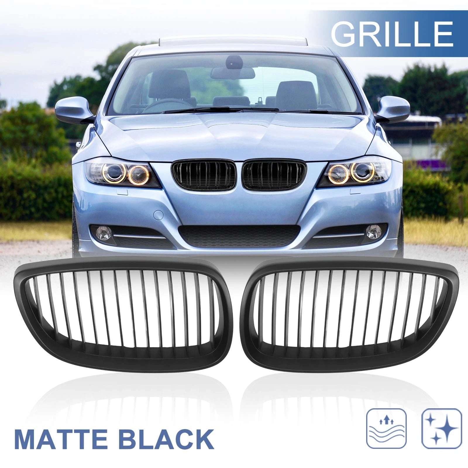 Pair Front Kidney Grille for BMW E92 (2006–2010) Matte Black