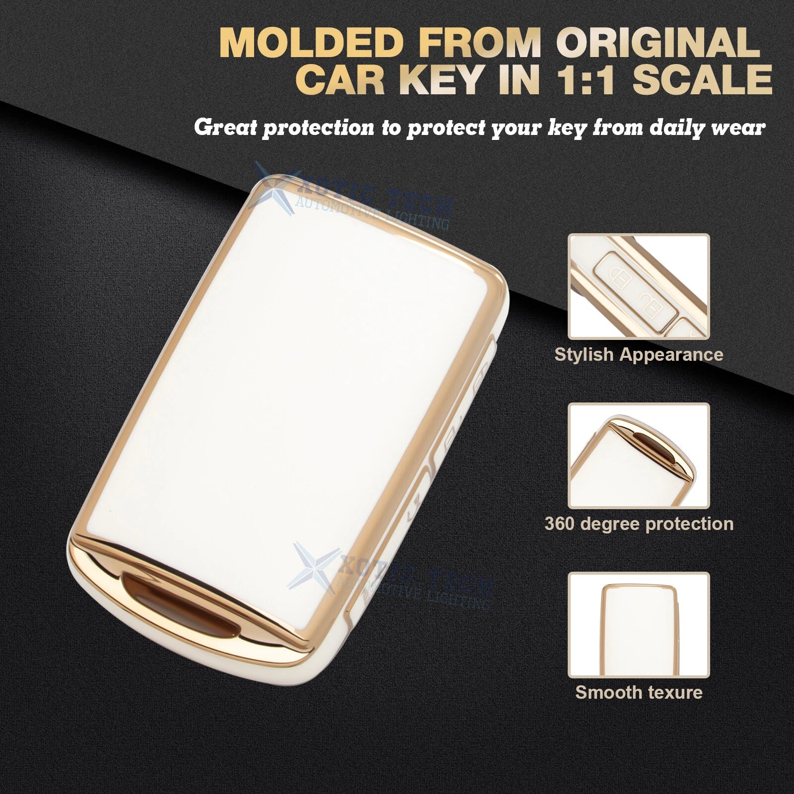 White TPU Smart Key Case Skin with Keychain for Mazda CX-5 CX-30 (2019-2024)
