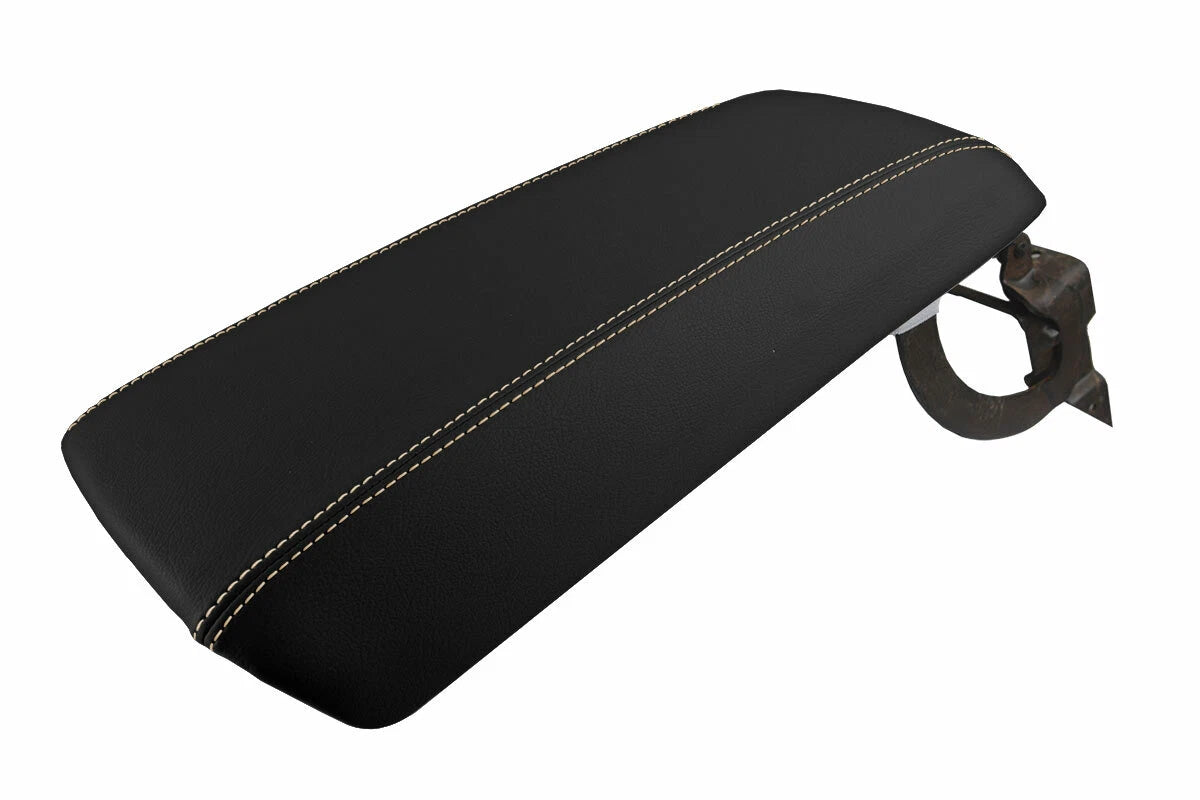 Leather Console Lid Armrest Cover for Ford Edge (2011–2020) Beige Stitch