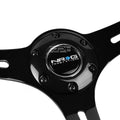 NRG 6-Bolt Sparkle Wood Grip Black Spoke Steering Wheel for Universal (N/A)