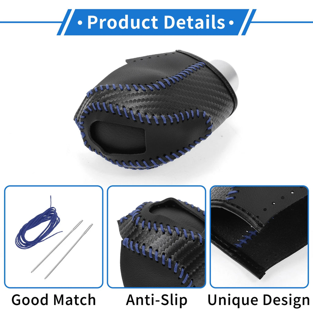 Gear Shift Knob Cover for Volkswagen Taos (2022–2023) Black Carbon Fiber Blue