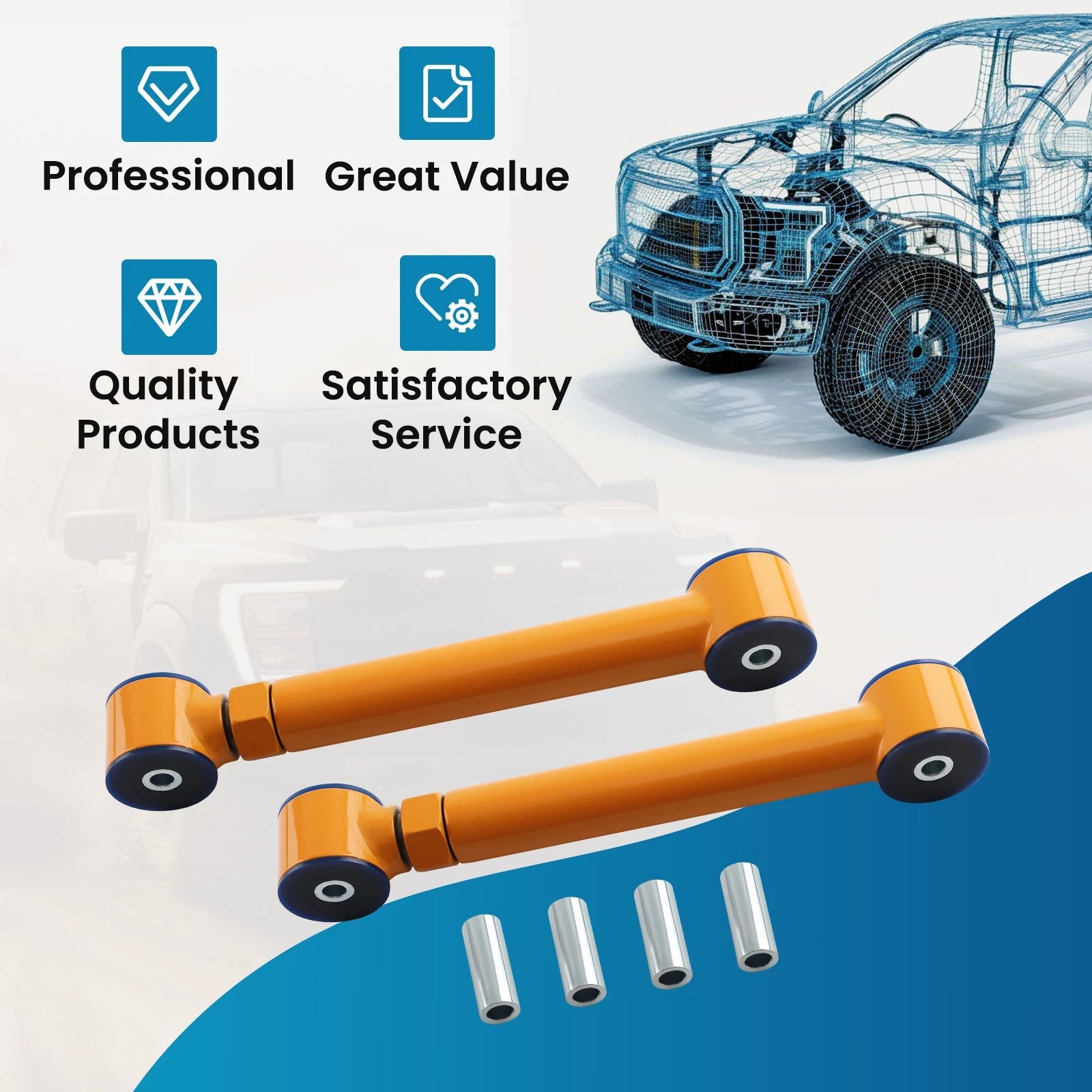 2X Adjustable Rear Upper Control Arms for Jeep Wrangler TJ (1997–2006)