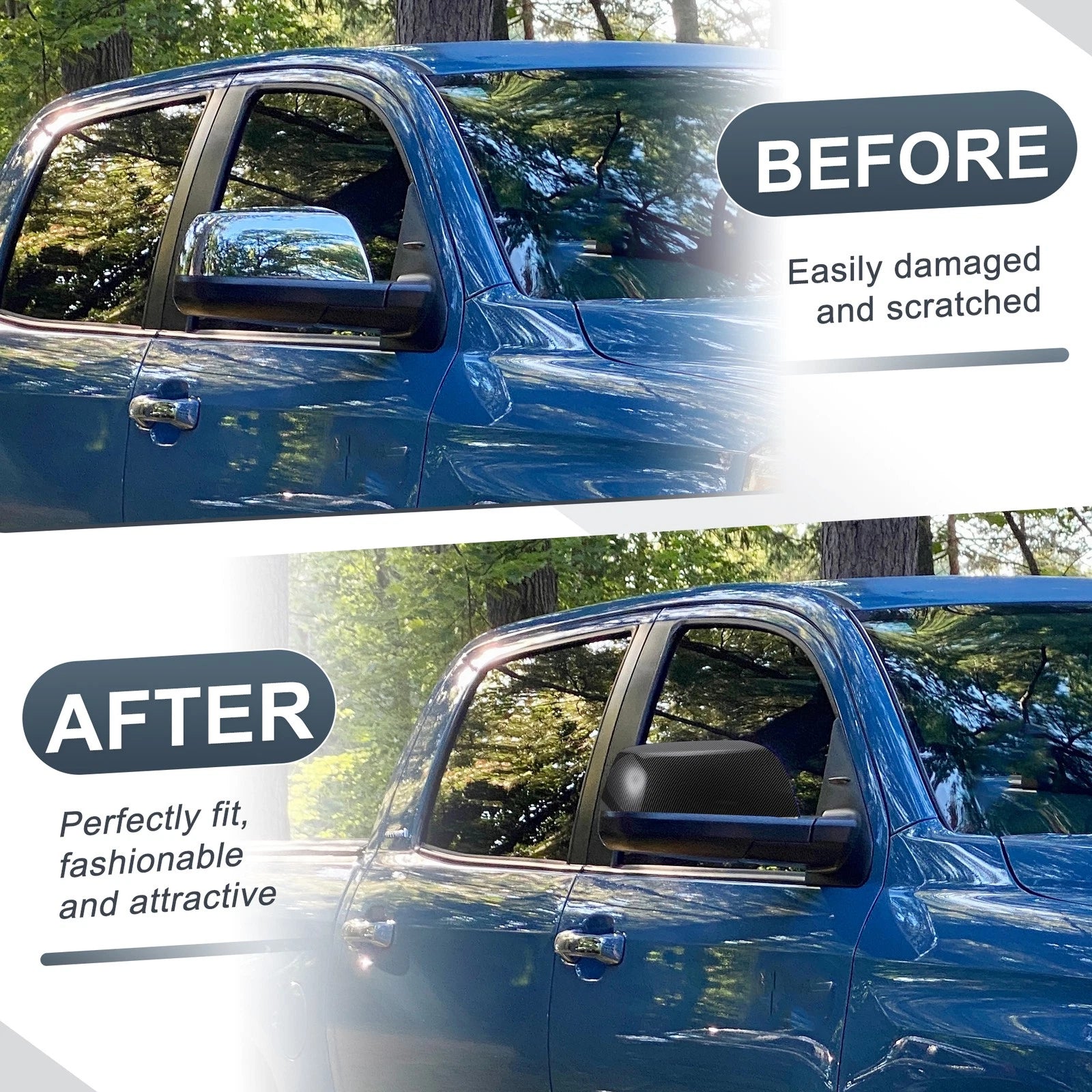 Set of 2 Rearview Mirror Cover Caps for Toyota Tundra Sequoia (2014–2021)