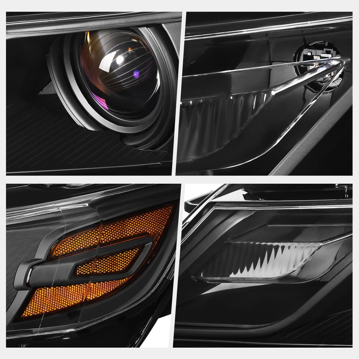 Projector Headlights for Chevy Impala (2014–2020) OE Style Black Housing Amber Corner