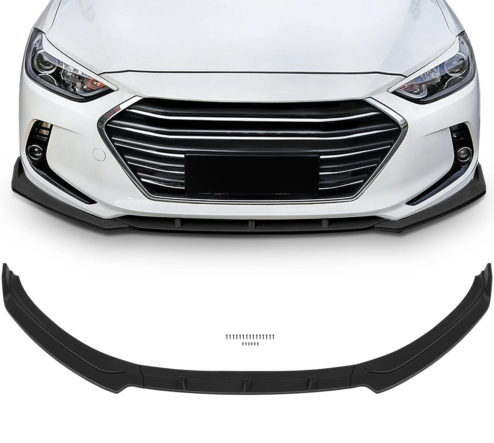 Front Bumper Lip Cover Trim for Hyundai Elantra (2017–2018) Unpainted Black