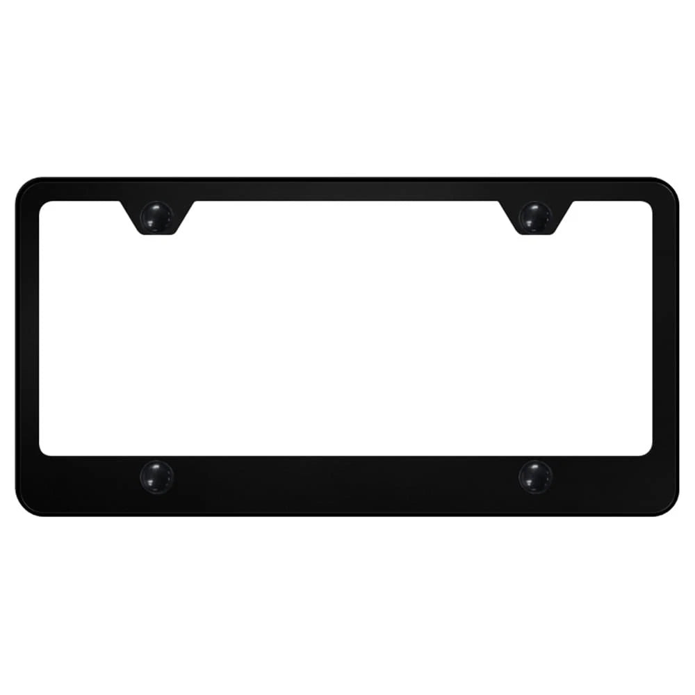 Powder-Coated Black Stainless Steel Wide Bottom 4-Hole License Plate Frame