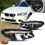3D LED U-Halo + Sequential Turn Signal HID Projector Headlights for BMW F10 (2011–2013)