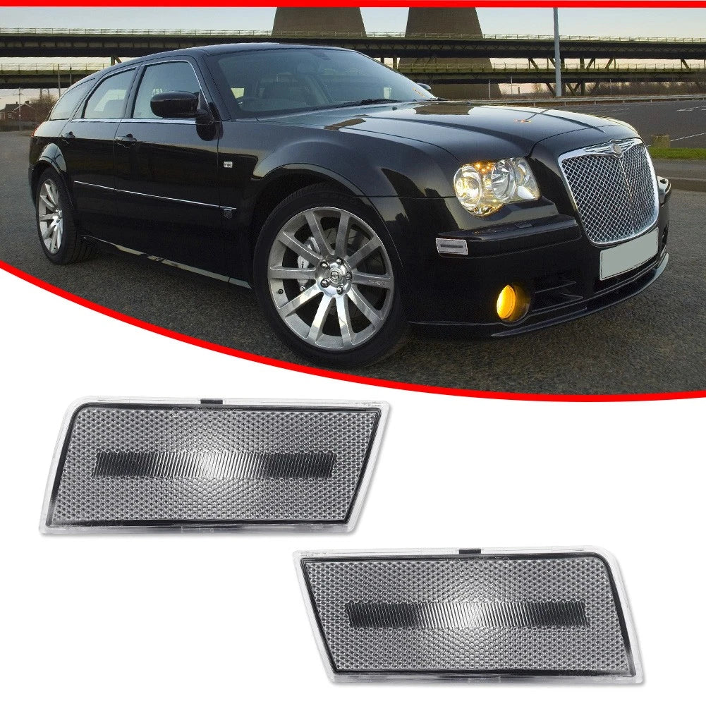 2X Clear Lens Front Bumper Side Marker Lights for Chrysler 300C (2005–2010)
