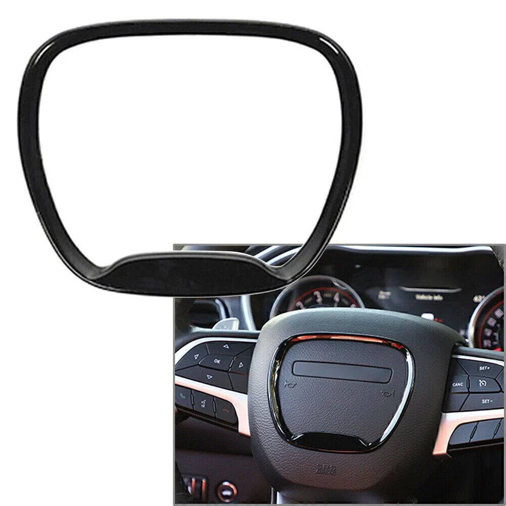 Black Steering Wheel Center Ring Cover Trim for Dodge Challenger Charger (2015-2019)