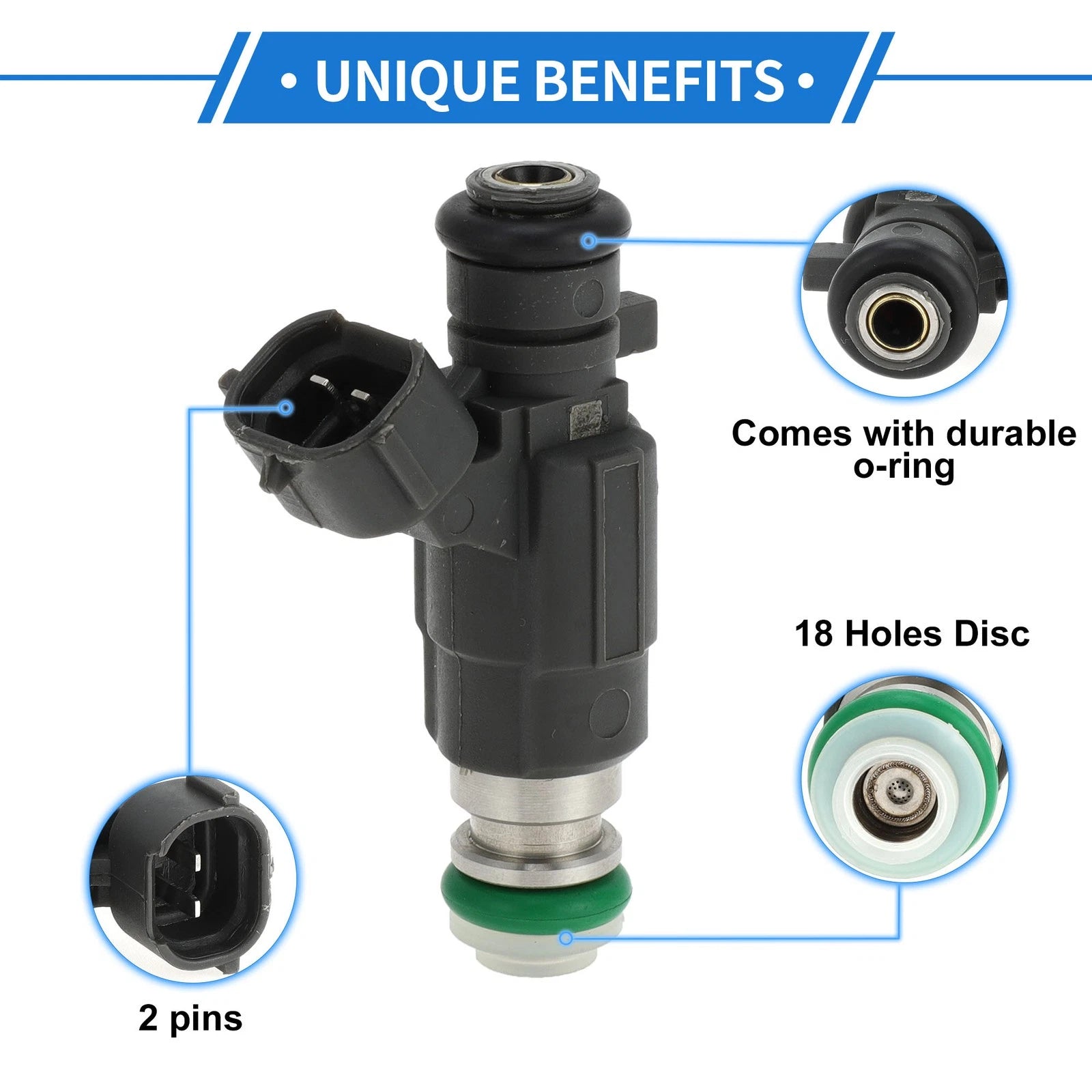Fuel Injector No. 16600-AE060 for Nissan Altima SE (2002–2004) 1 Pc Deep Gray