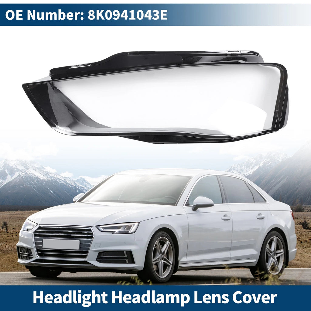 1 Pc Headlight Lens Cover for Audi A4 (2009–2012) No. 8K0941043E Black