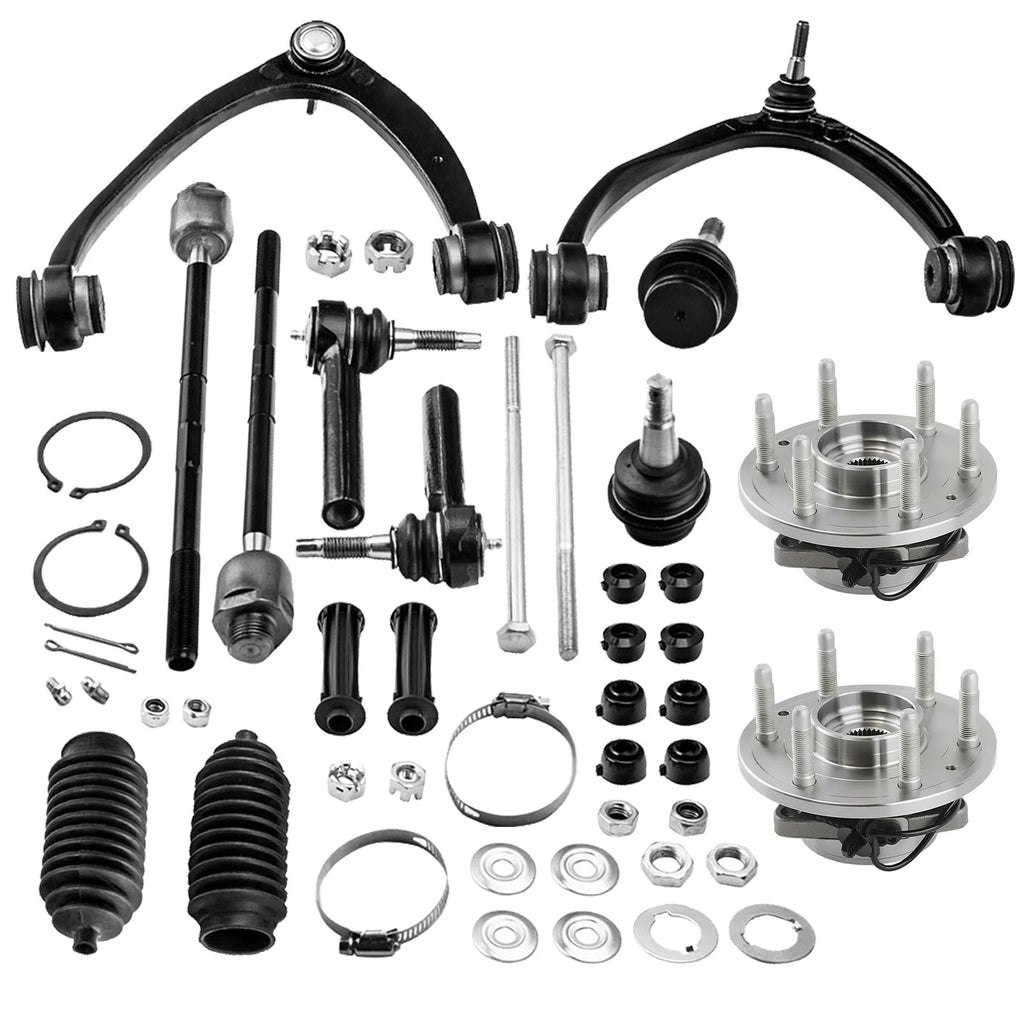 4WD Front Wheel Bearing + Upper Control Arm for Chevy Silverado GMC Sierra 1500 (2007–2018)