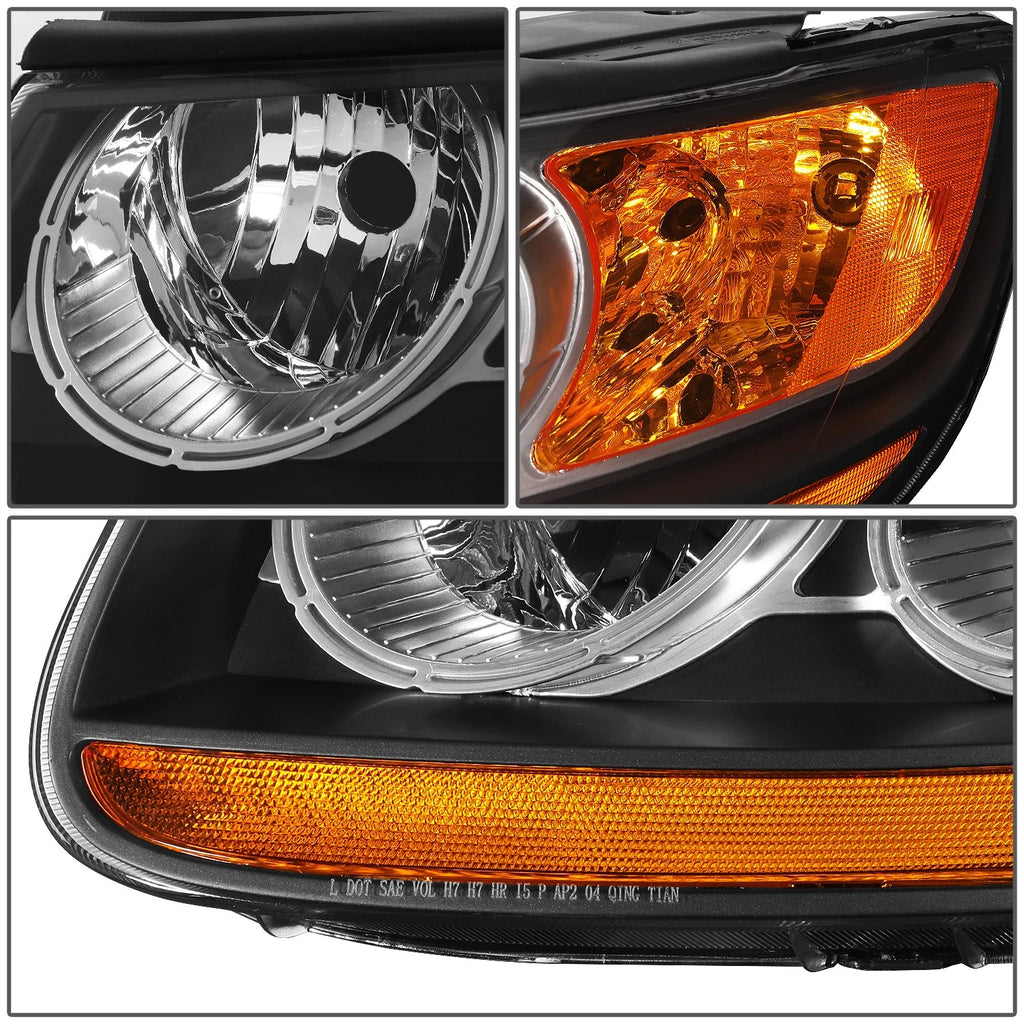 Pair of Black Housing Amber Side Bumper Headlights for Hyundai Santa Fe (2007–2012)