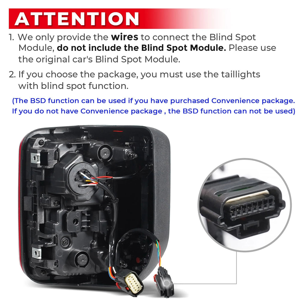 LED Tail Light for Jeep Gladiator (2020–2026) W/ Blind Spot W/O Module Left