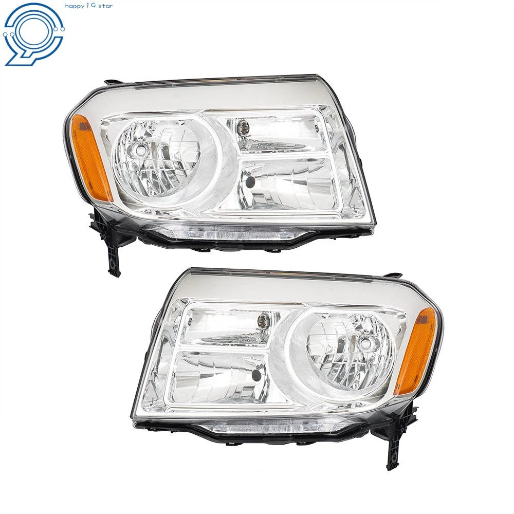 Set of 2 Halogen Headlight Assembly for Honda Pilot (2012–2015) Chrome Housing