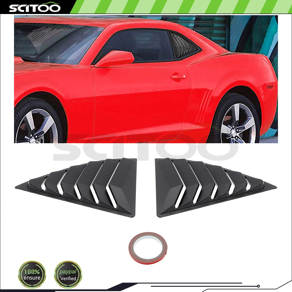 Matte Black Side Window Louver Shutter Cover Trim for Chevy Camaro (2010–2015)