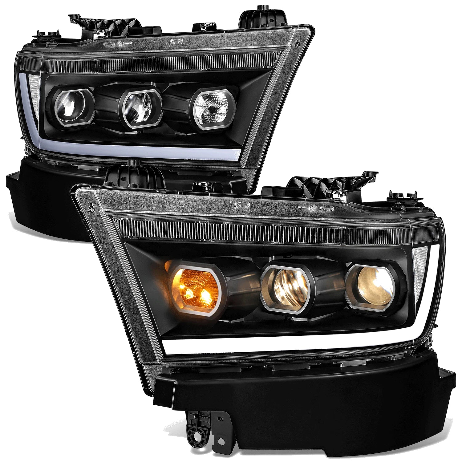 Projector Headlight for Ram 1500 (2019–2024) - Black Housing, Clear Corner