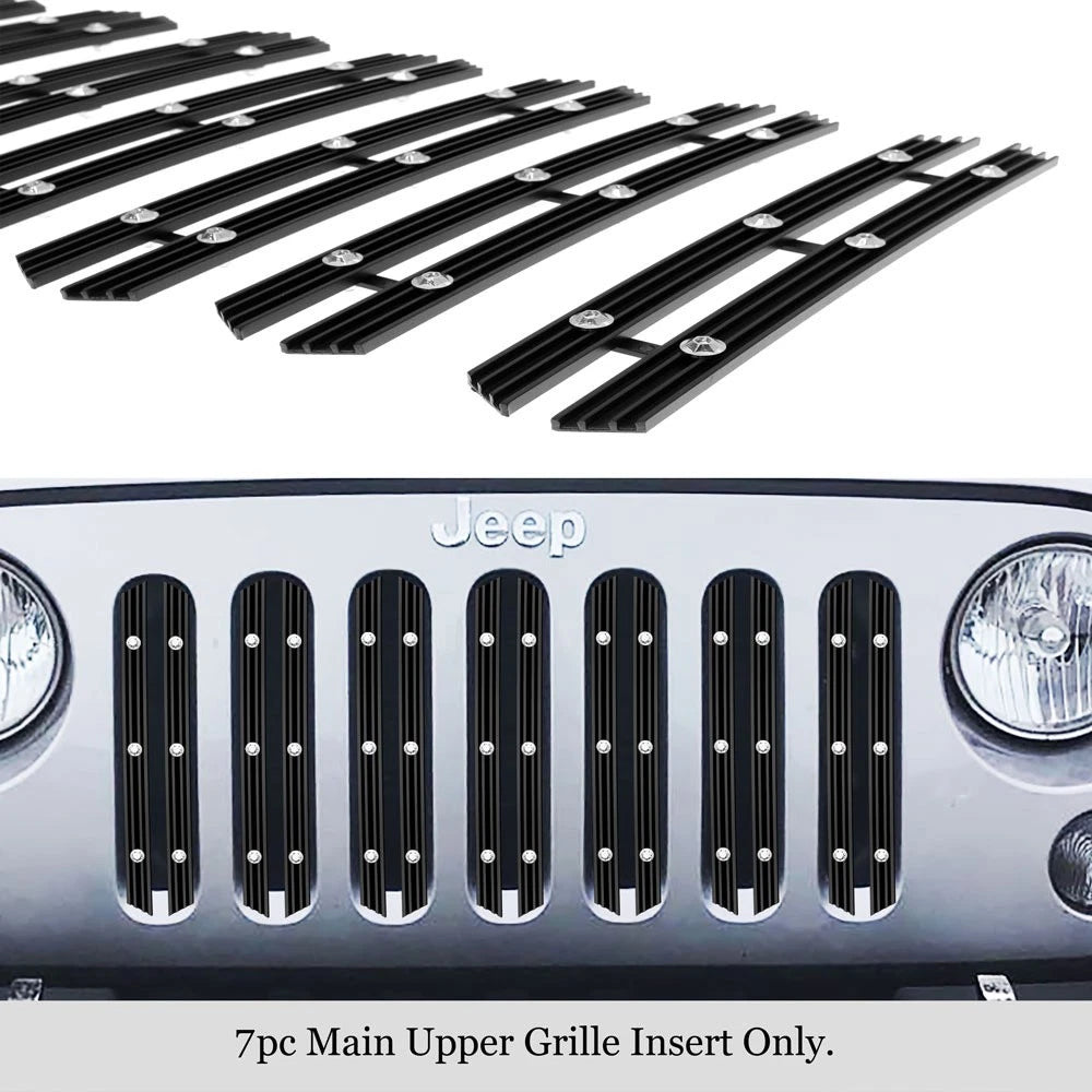 Billet Grille Insert for Jeep Wrangler JK (2007-2018) - Black Rivet Design