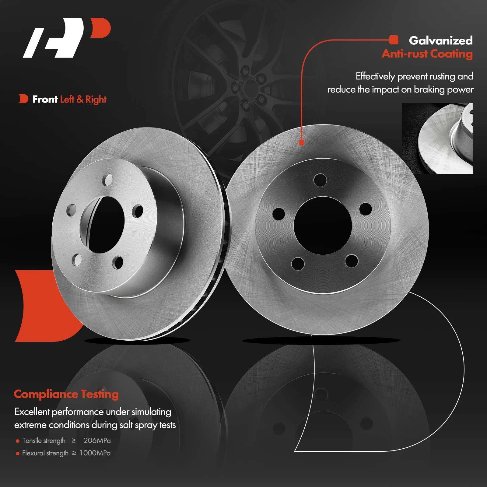 Front Disc Brake Rotors & Ceramic Pads for Jeep Grand Cherokee (1993–1998)
